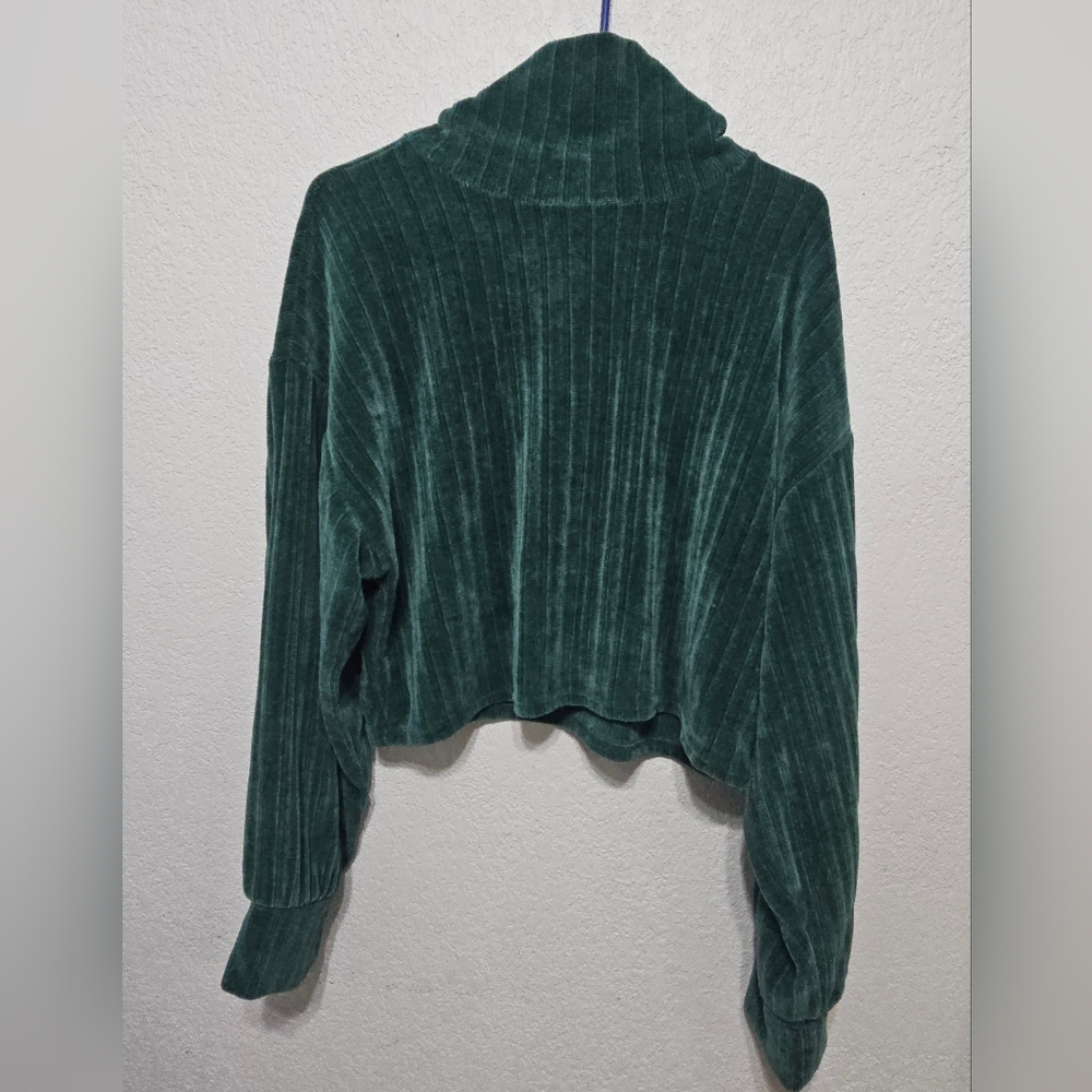 Altard State Long Sleeve MockNeck Green Crop Sweater Size XL